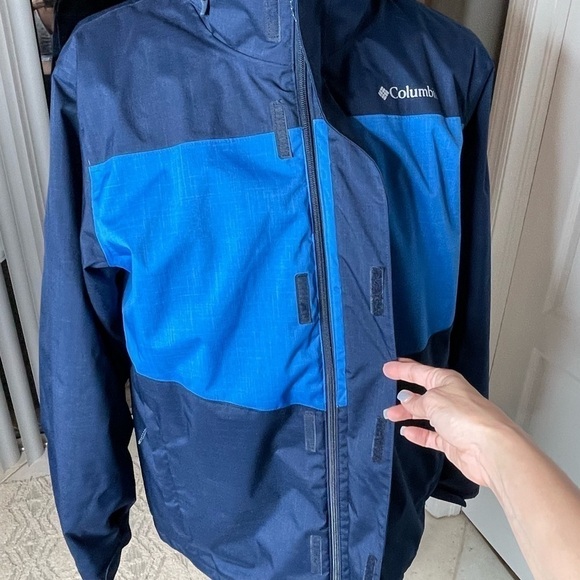 Columbia Omni-Tech Insulated Blue Jacket Zipper Snap Button Closure Size Large - Picture 13 of 16